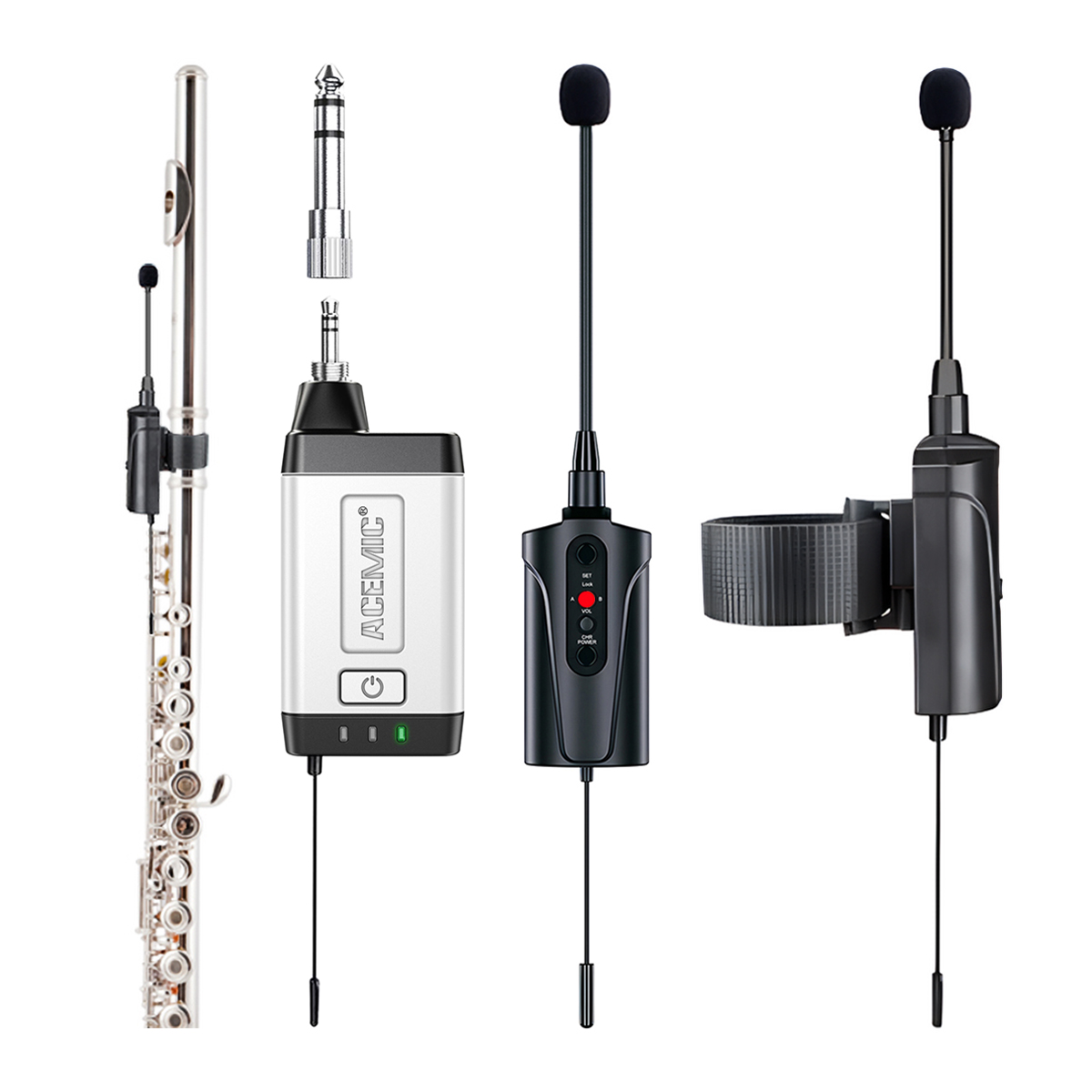 Q2/DT-5 Wireless Flute Microphone Dual Channel