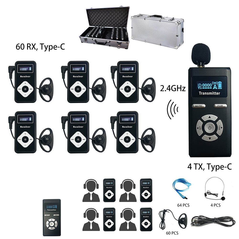 TG-264N 64PCS Wireless Tour Guide System